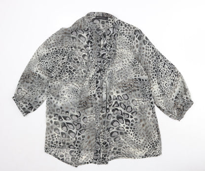 Womens UK Size 14 JUST ELEGANCE Grey Basic Button-Up