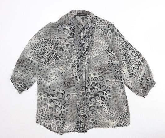 Womens UK Size 14 JUST ELEGANCE Grey Basic Button-Up