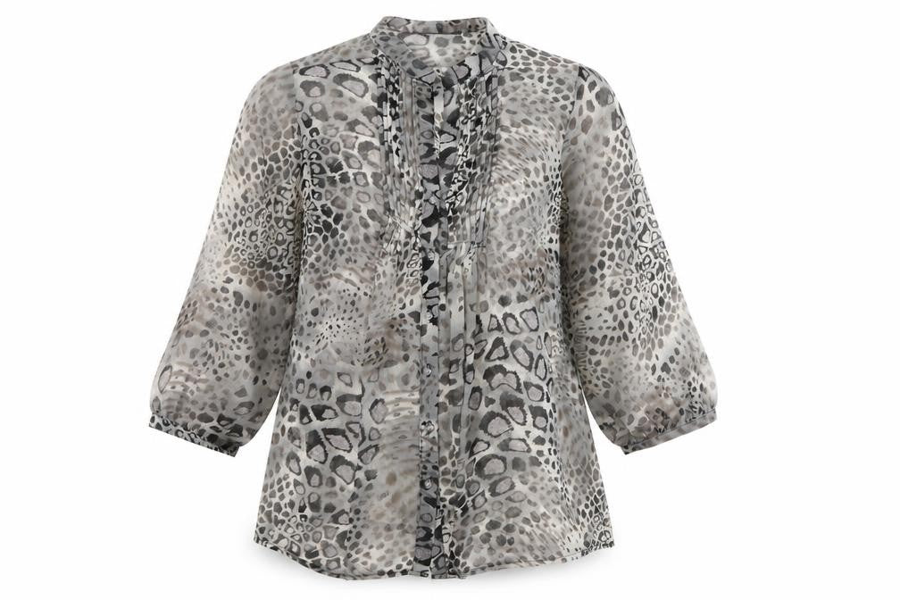 Womens UK Size 14 JUST ELEGANCE Grey Basic Button-Up