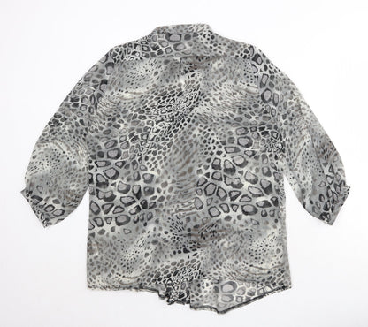 Womens UK Size 14 JUST ELEGANCE Grey Basic Button-Up