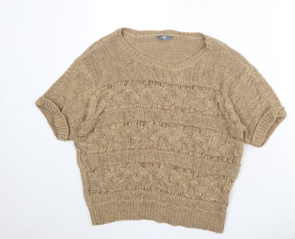 BHS Womens Brown Round Neck Acrylic Pullover Jumper Size 14