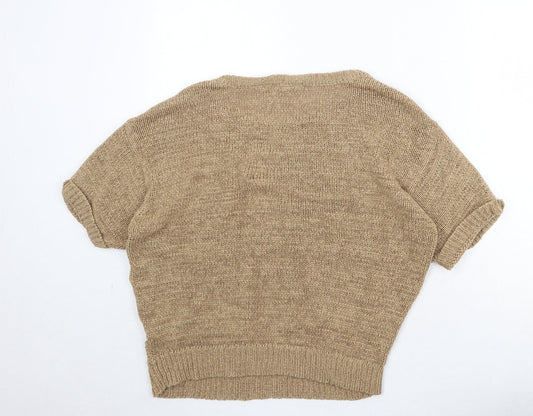 BHS Womens Brown Round Neck Acrylic Pullover Jumper Size 14