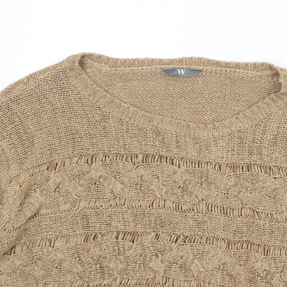 BHS Womens Brown Round Neck Acrylic Pullover Jumper Size 14