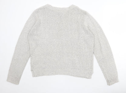 Garage Womens Grey Round Neck Acrylic Pullover Jumper Size XL