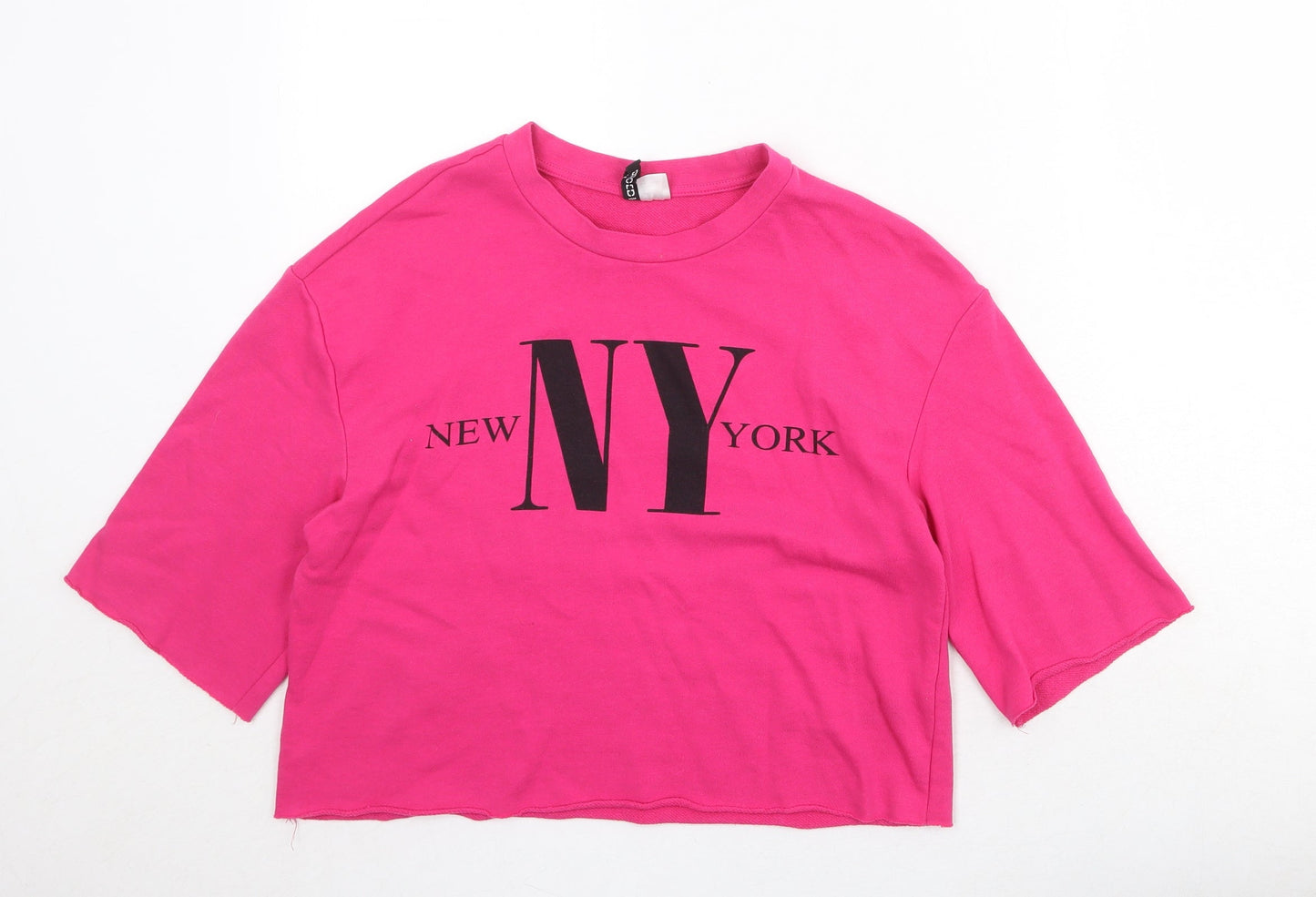 Divided Womens Pink Cotton Pullover Sweatshirt Size S Pullover