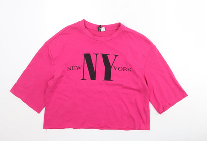 Divided Womens Pink Cotton Pullover Sweatshirt Size S Pullover