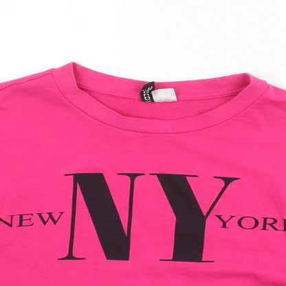 Divided Womens Pink Cotton Pullover Sweatshirt Size S Pullover