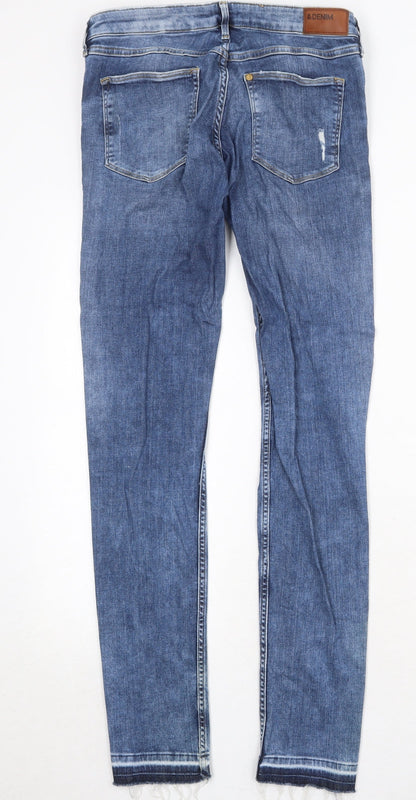 H&M Womens Blue Cotton Straight Jeans Size 31 in Regular Zip