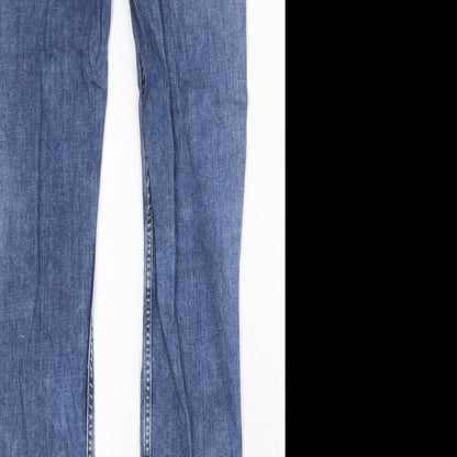 H&M Womens Blue Cotton Straight Jeans Size 31 in Regular Zip