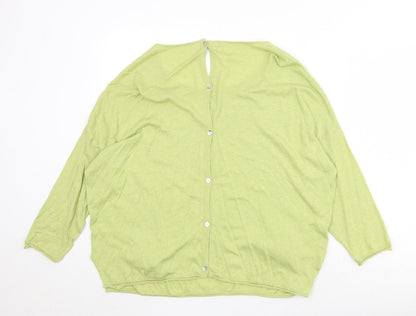 Saskia Womens Green Round Neck Cotton Pullover Jumper Size XL