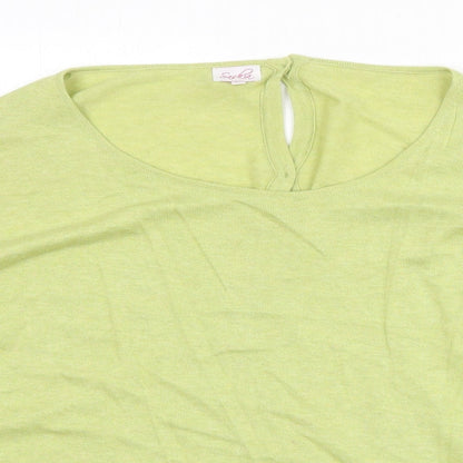 Saskia Womens Green Round Neck Cotton Pullover Jumper Size XL