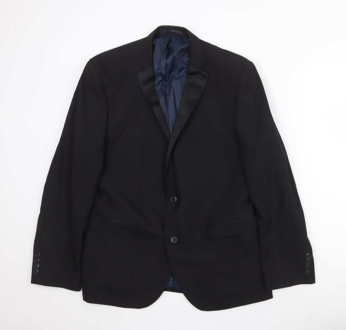 NEXT Mens Black Polyester Jacket Suit Jacket Size 42 Regular