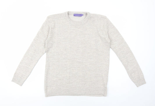 Autonomy Womens Beige Round Neck Acrylic Pullover Jumper Size L