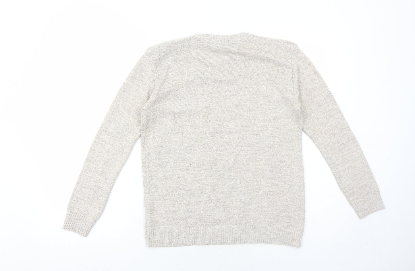 Autonomy Womens Beige Round Neck Acrylic Pullover Jumper Size L