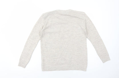 Autonomy Womens Beige Round Neck Acrylic Pullover Jumper Size L