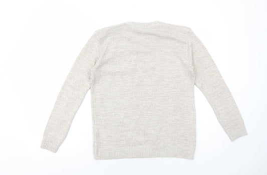 Autonomy Womens Beige Round Neck Acrylic Pullover Jumper Size L