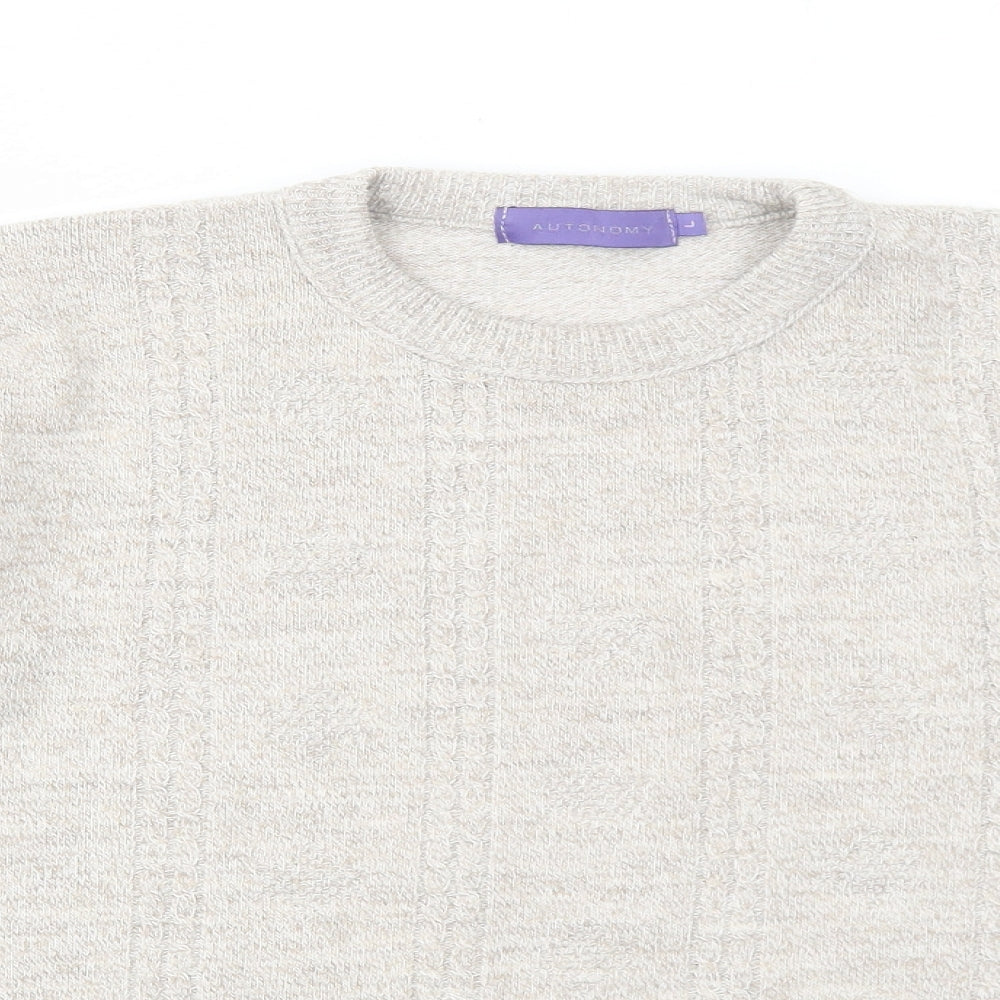 Autonomy Womens Beige Round Neck Acrylic Pullover Jumper Size L