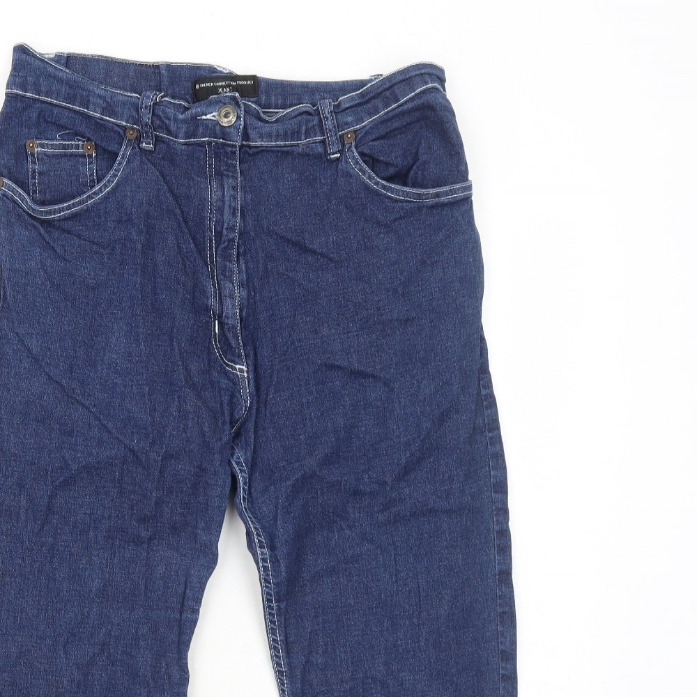 French Connection Womens Blue Cotton Skimmer Shorts Size 6 Regular Zip