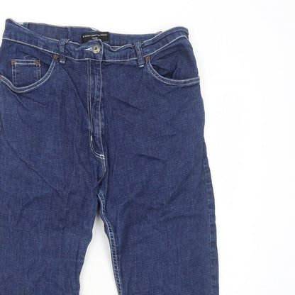 French Connection Womens Blue Cotton Skimmer Shorts Size 6 Regular Zip