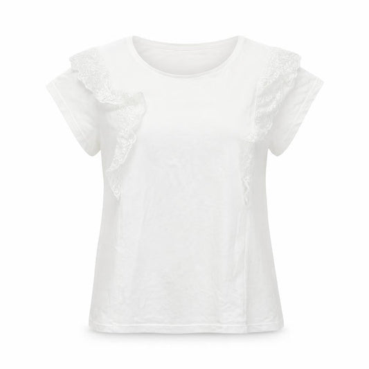 Yessica Womens White Polyamide Basic T-Shirt Size M Round Neck