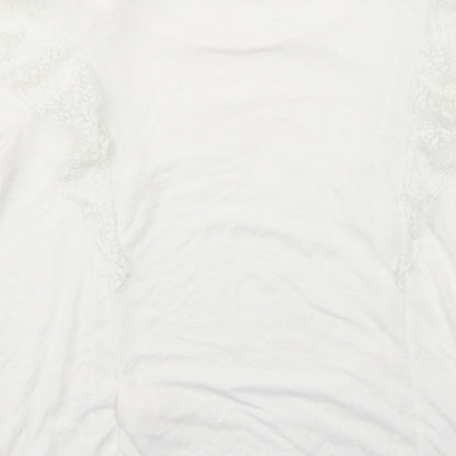Yessica Womens White Polyamide Basic T-Shirt Size M Round Neck