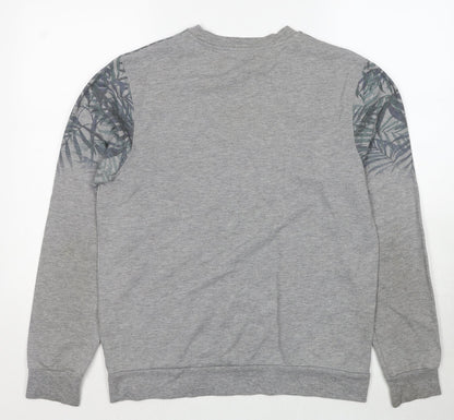 Topman Mens Grey Geometric Polyester Pullover Sweatshirt Size M - Leaves