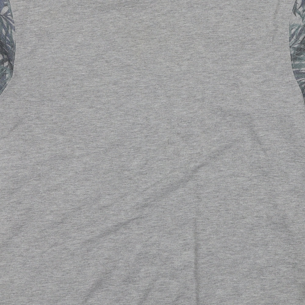 Topman Mens Grey Geometric Polyester Pullover Sweatshirt Size M - Leaves