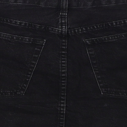 Bershka Womens Black Cotton Mini Skirt Size 8 Zip