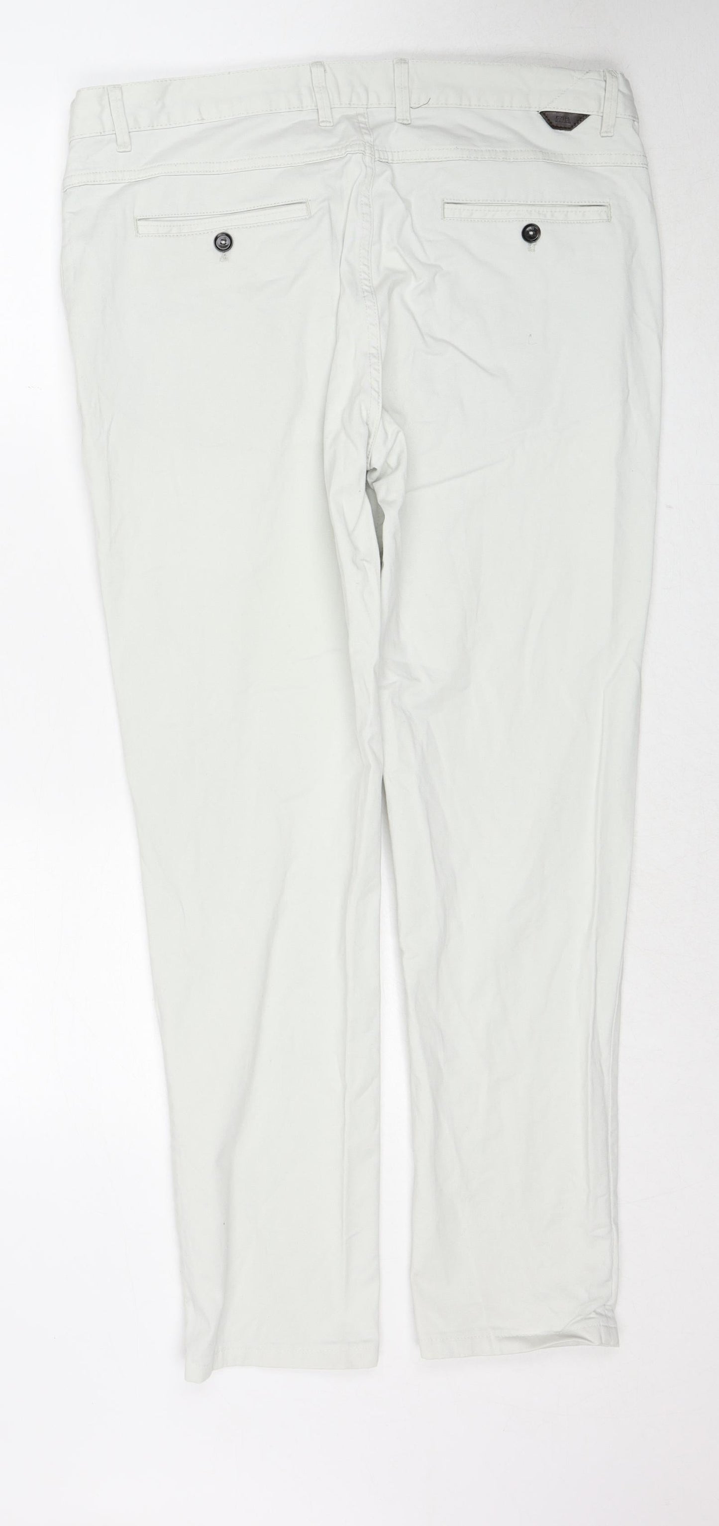 Zara Womens Ivory Cotton Skinny Jeans Size XL Slim Zip