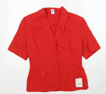 C&A Womens Red Jacket Blazer Size 12 Button