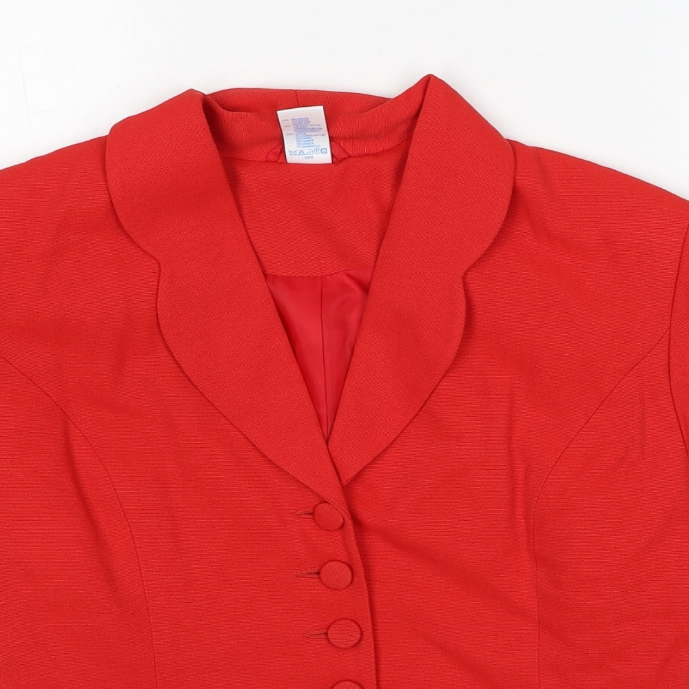 C&A Womens Red Jacket Blazer Size 12 Button