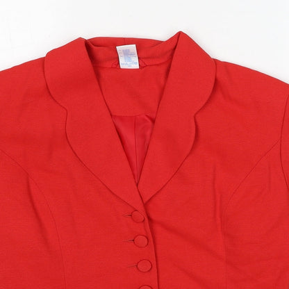 C&A Womens Red Jacket Blazer Size 12 Button