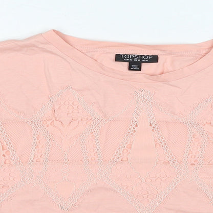 Womens UK Size 14 Topshop Pink Basic T-Shirt