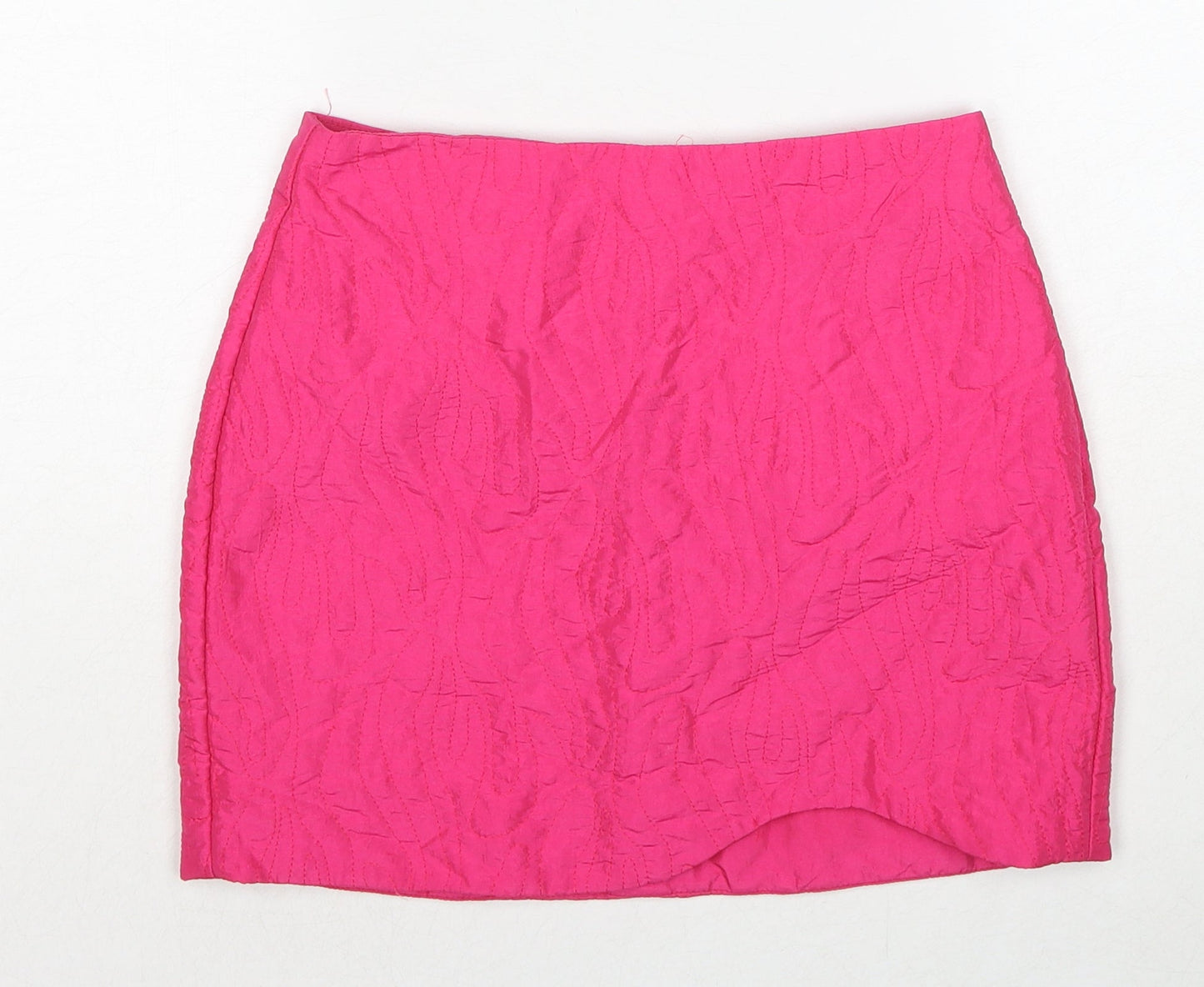 Bershka Womens Pink Geometric Polyester Mini Skirt Size XS Zip