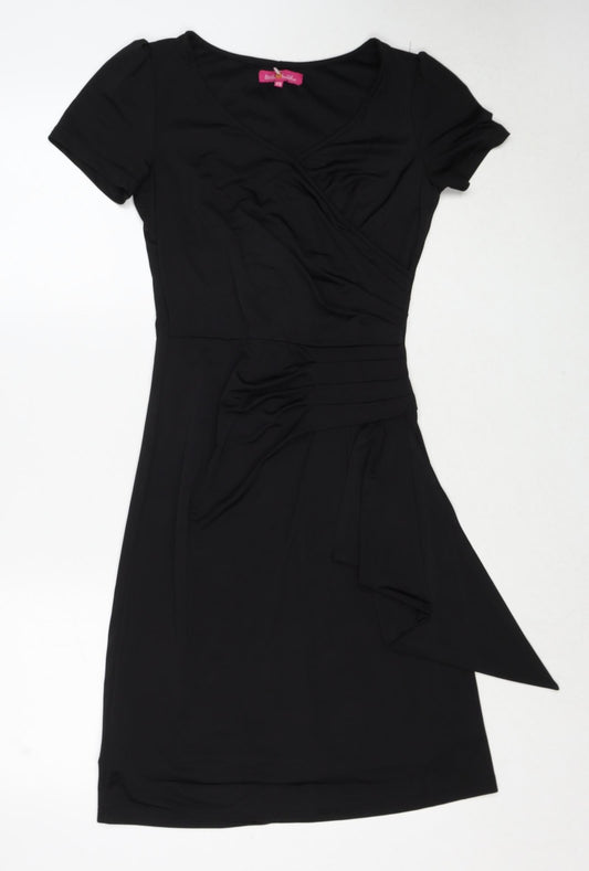 Little Buddha Womens Black Polyester Bodycon Size XS V-Neck Pullover