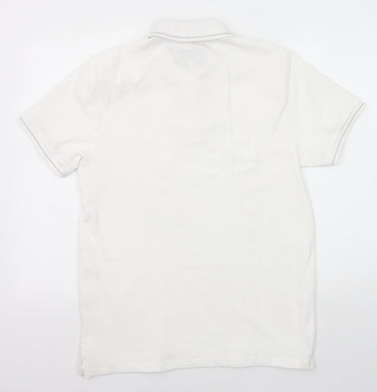 Lost Stock Mens White Cotton Polo Size M Collared Button