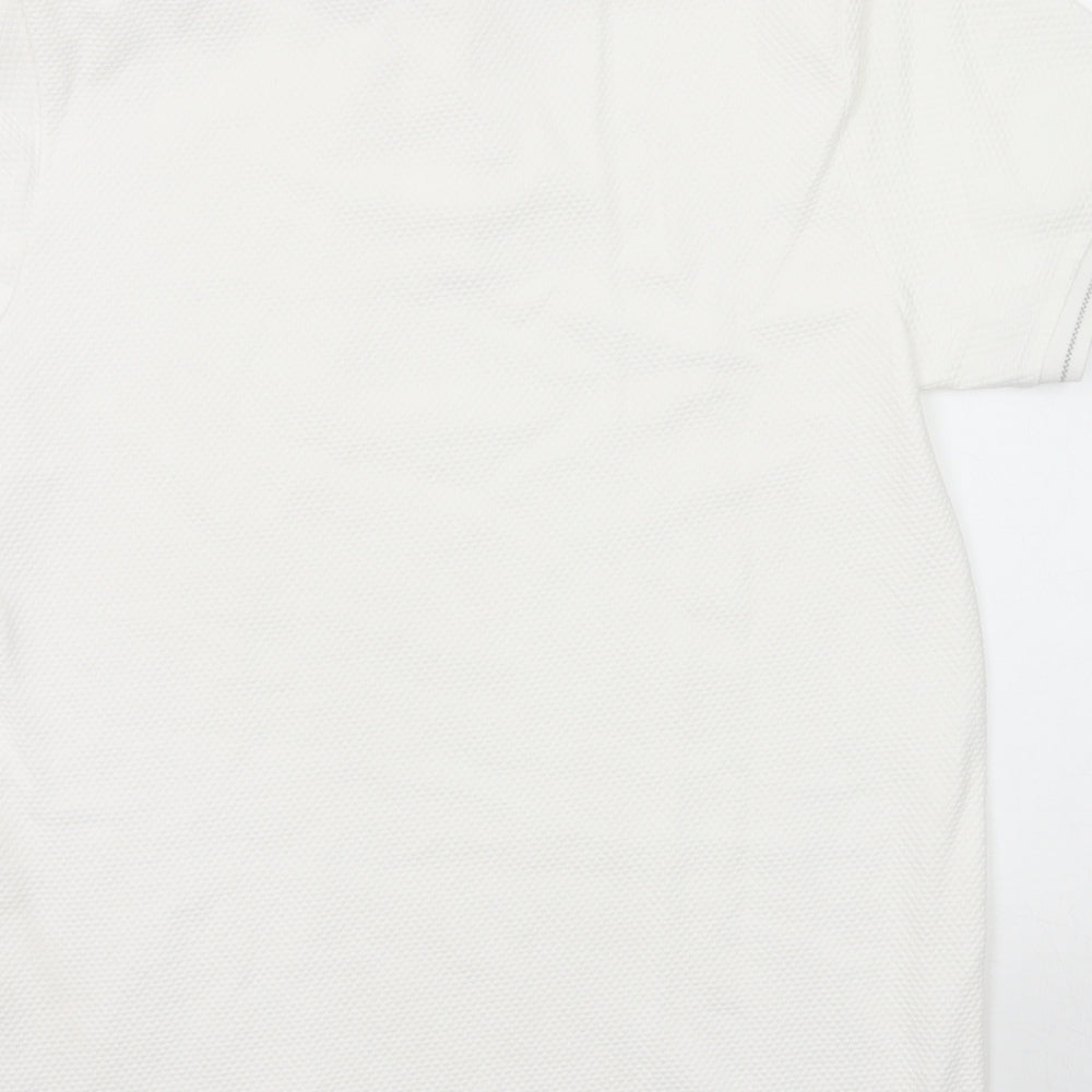 Lost Stock Mens White Cotton Polo Size M Collared Button