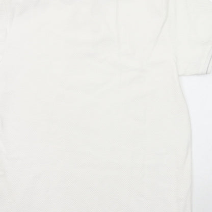 Lost Stock Mens White Cotton Polo Size M Collared Button