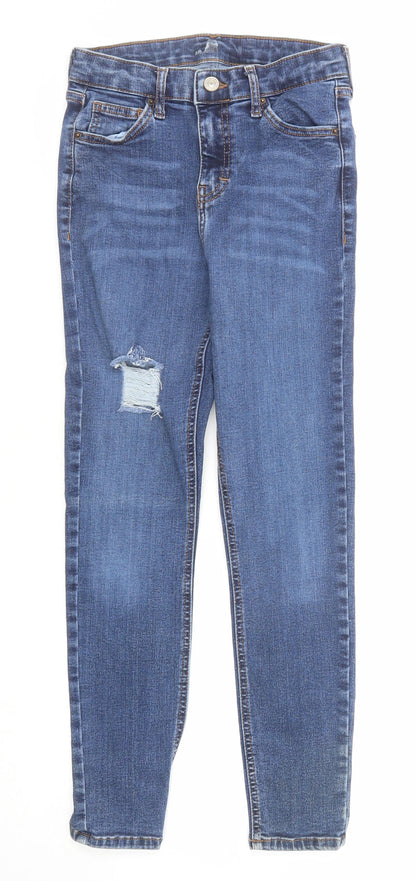 Topshop Womens Blue Cotton Skinny Jeans Size 26 in L30 in Regular Zip