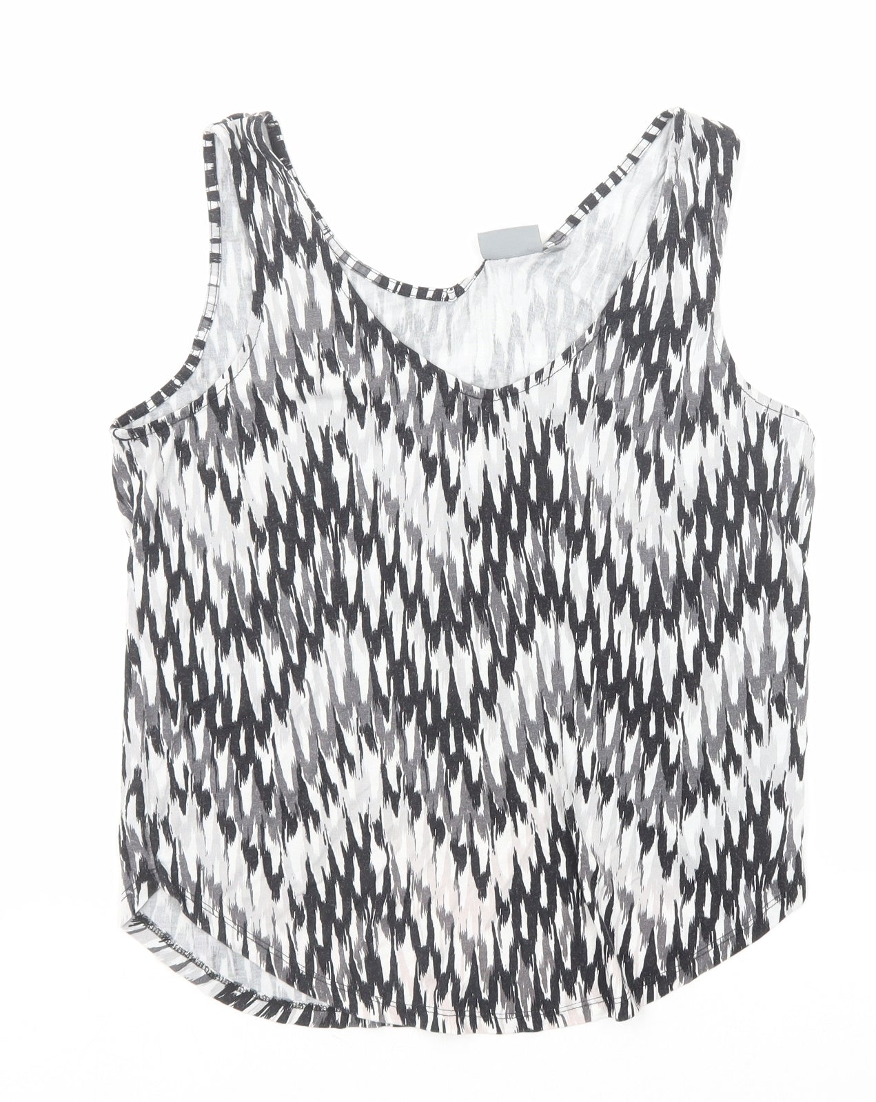 b.young Womens Black Geometric Cotton Basic Tank Size M Round Neck