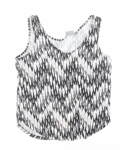 b.young Womens Black Geometric Cotton Basic Tank Size M Round Neck