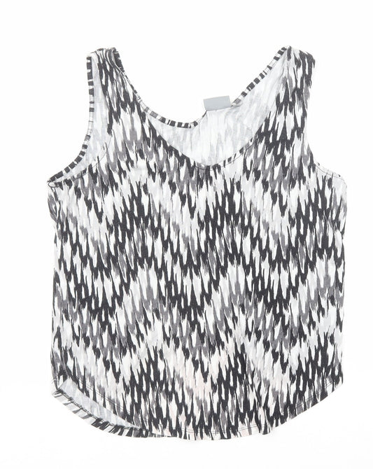 b.young Womens Black Geometric Cotton Basic Tank Size M Round Neck