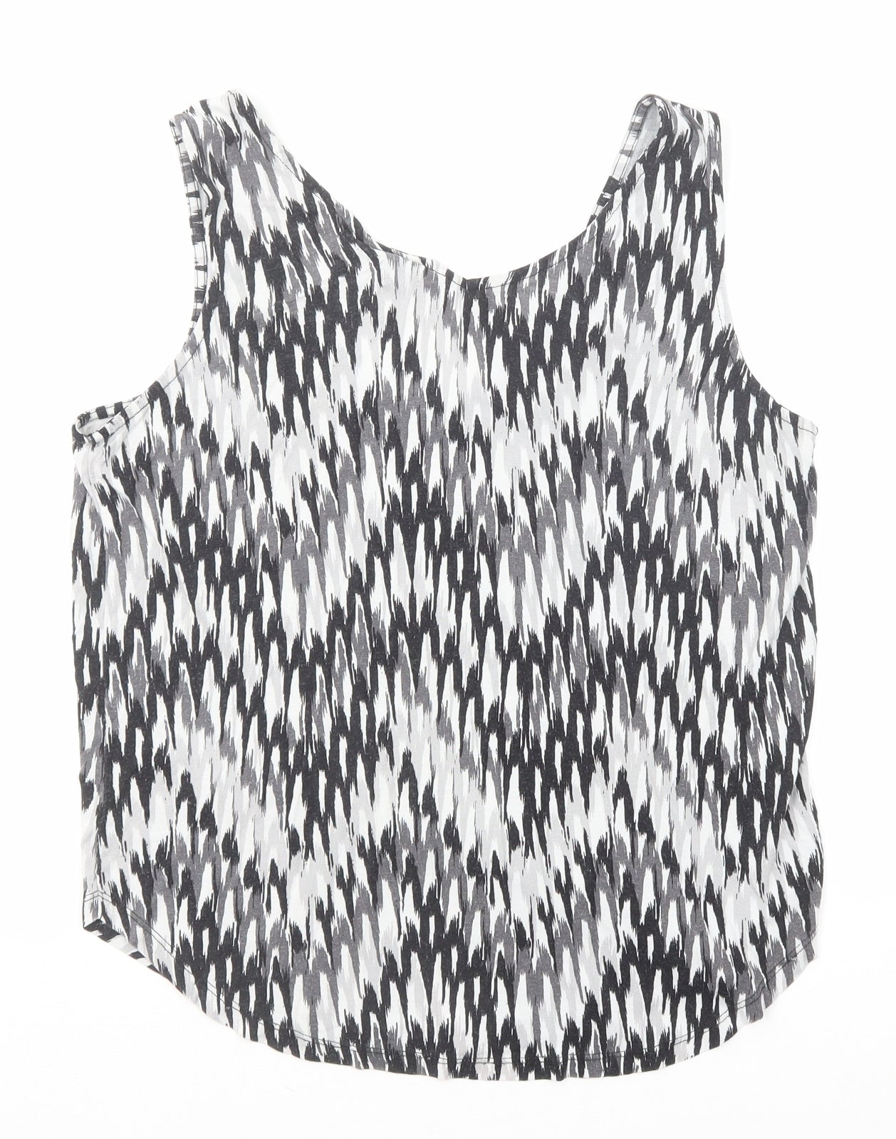 b.young Womens Black Geometric Cotton Basic Tank Size M Round Neck