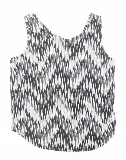 b.young Womens Black Geometric Cotton Basic Tank Size M Round Neck