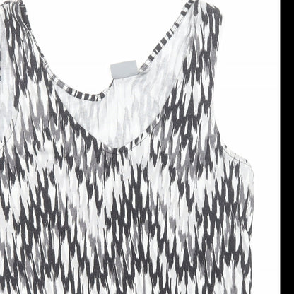 b.young Womens Black Geometric Cotton Basic Tank Size M Round Neck