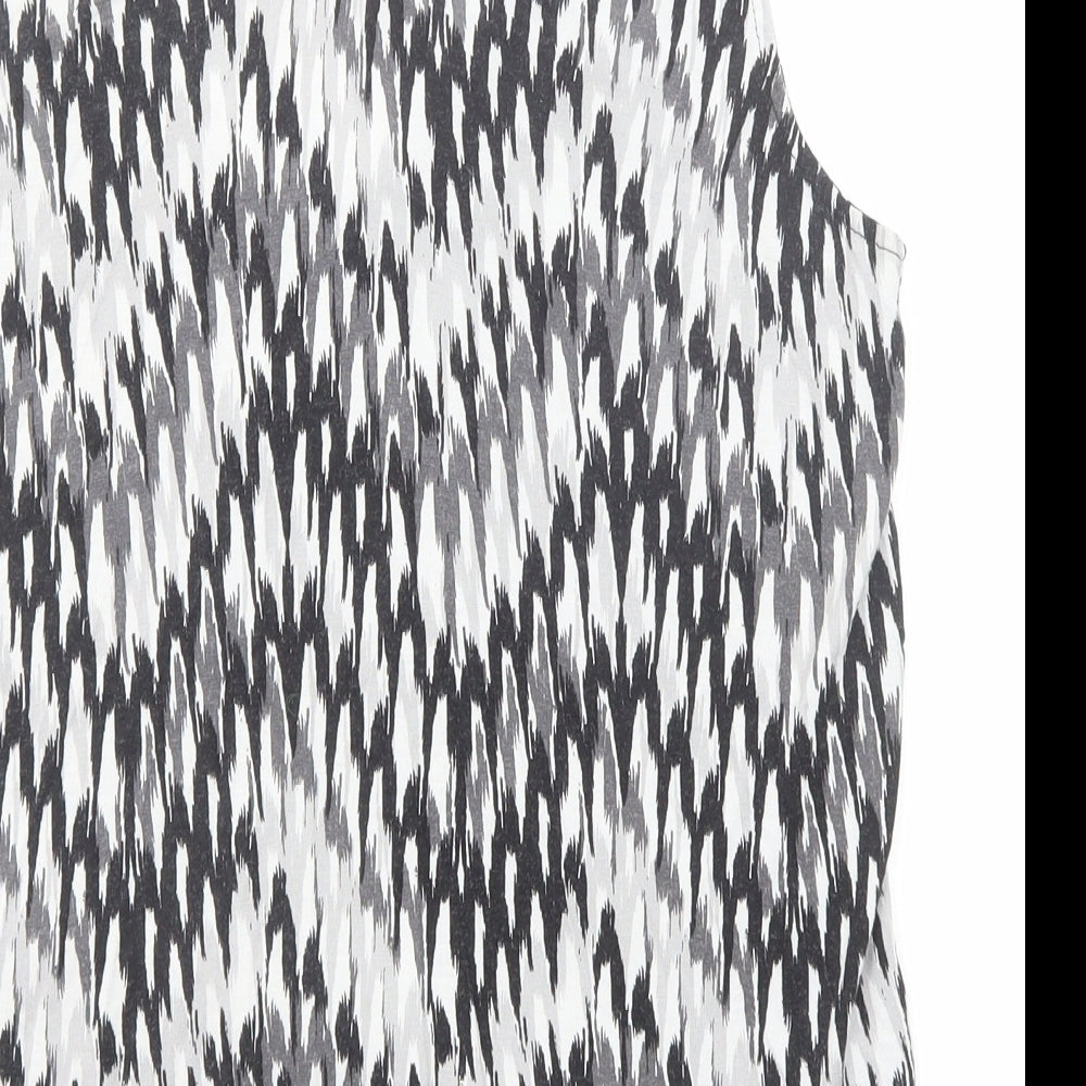 b.young Womens Black Geometric Cotton Basic Tank Size M Round Neck