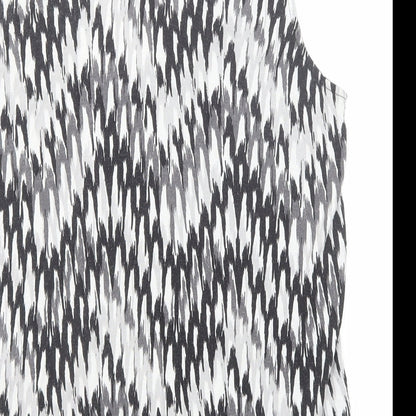 b.young Womens Black Geometric Cotton Basic Tank Size M Round Neck