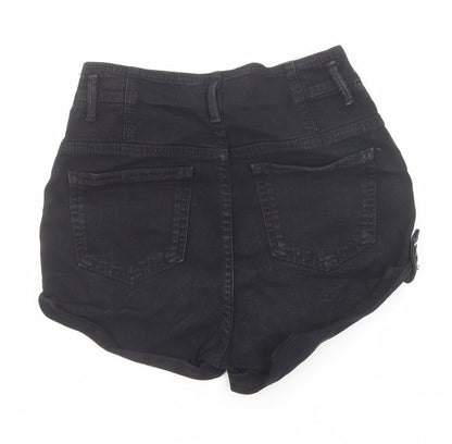 Topshop Womens Black Cotton Hot Pants Shorts Size 26 in Regular Zip