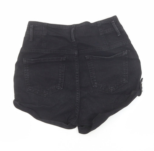 Topshop Womens Black Cotton Hot Pants Shorts Size 26 in Regular Zip