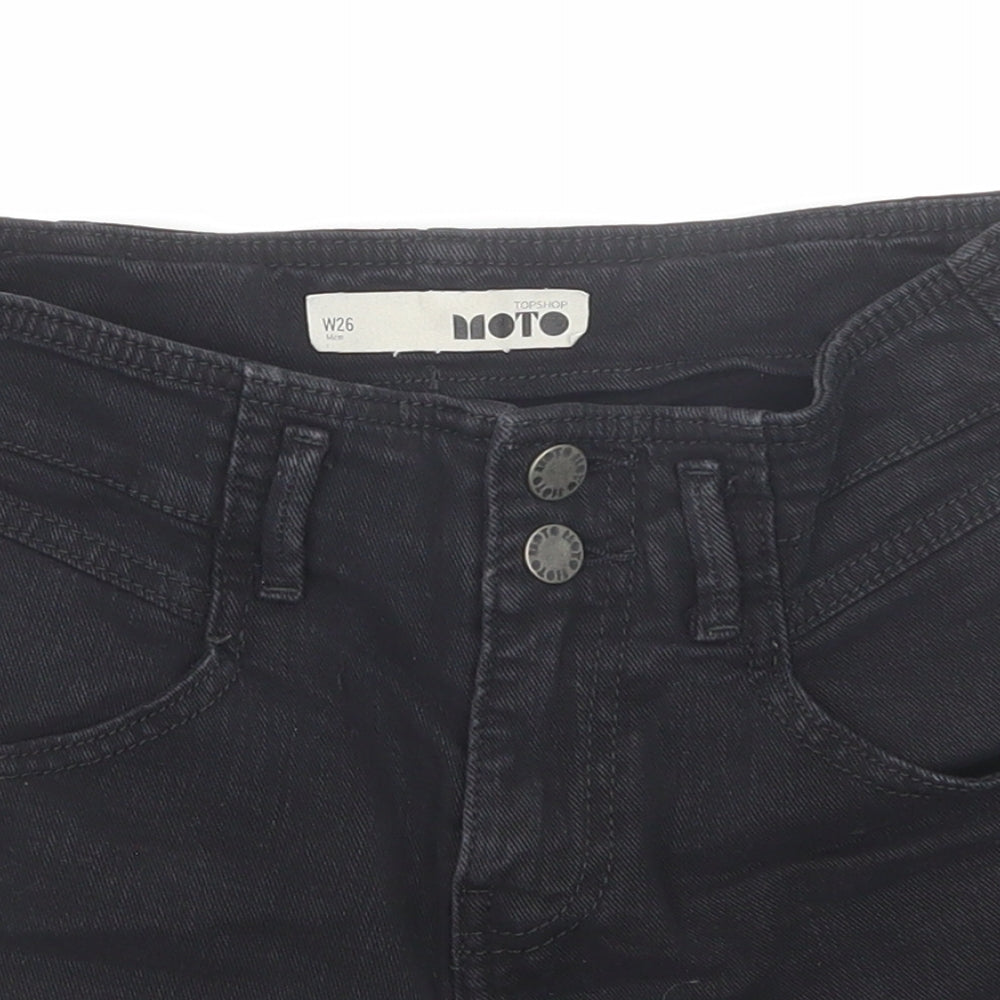 Topshop Womens Black Cotton Hot Pants Shorts Size 26 in Regular Zip